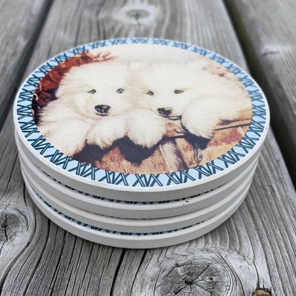 NATURESTONE Coasters Absorbent (Set of 4) Puppies - Picture 4 of 8
